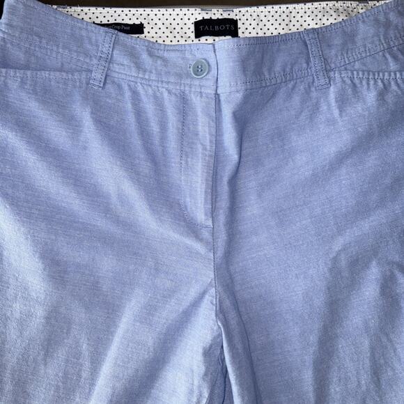Talbots Perfect Crop Pant chambray Blue Curvy Fit Stretch Button Hem Size 10 - Picture 2 of 11